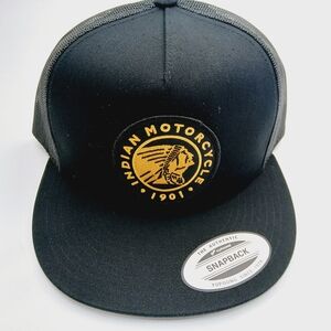 Indian Motorcycle Black and Gold Snapback Hat